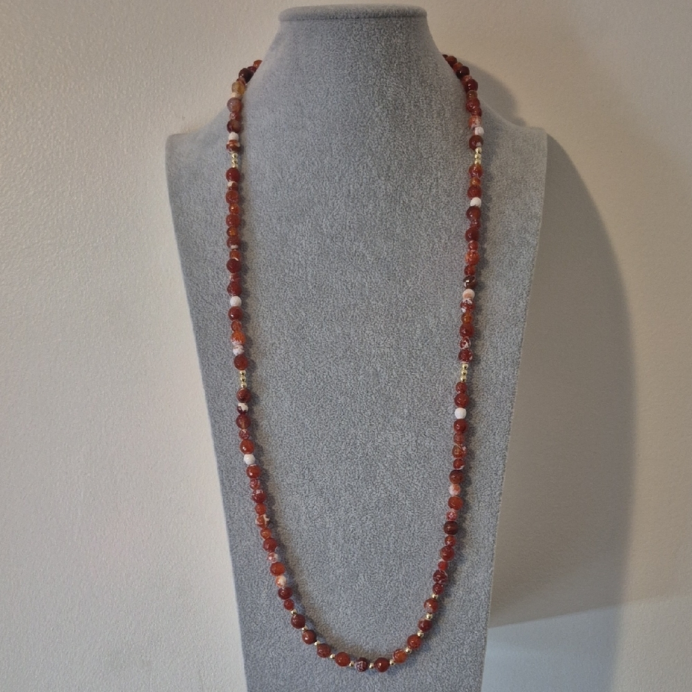 Faceted Red Fire Agate Necklace & Braclet